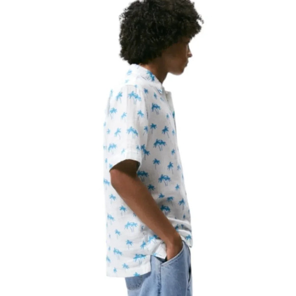 Zara Polo Shirt with Pocket Palm Tree Print - Picture 2 of 9